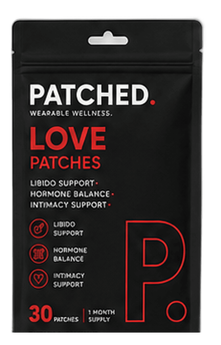 Love patch pouch, front view
