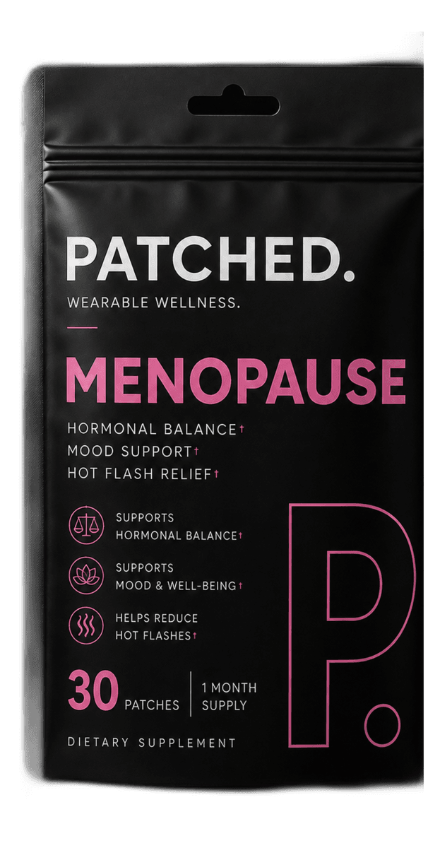 Menopause patch pouch, front view